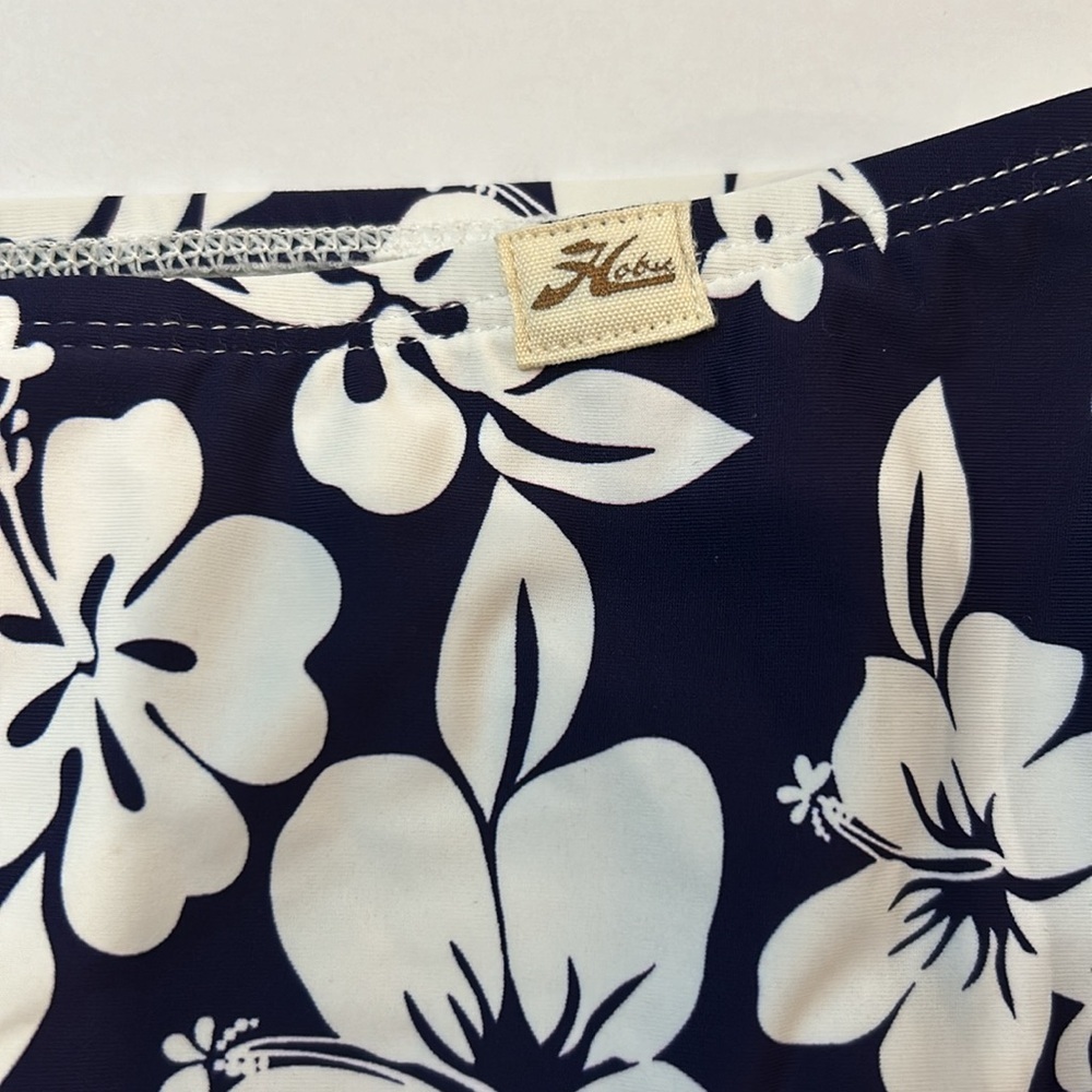 HOBIE Aloha High Waist Bikini Bottoms Navy And White Hibiscus New With Tags - Picture 4 of 7